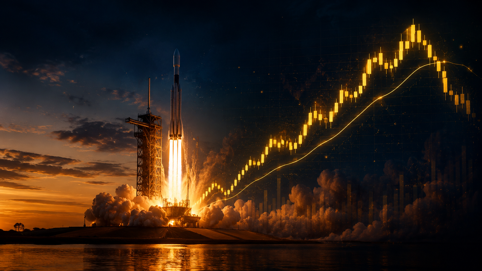 SpaceX stock 2026 rocket launch chart overlay