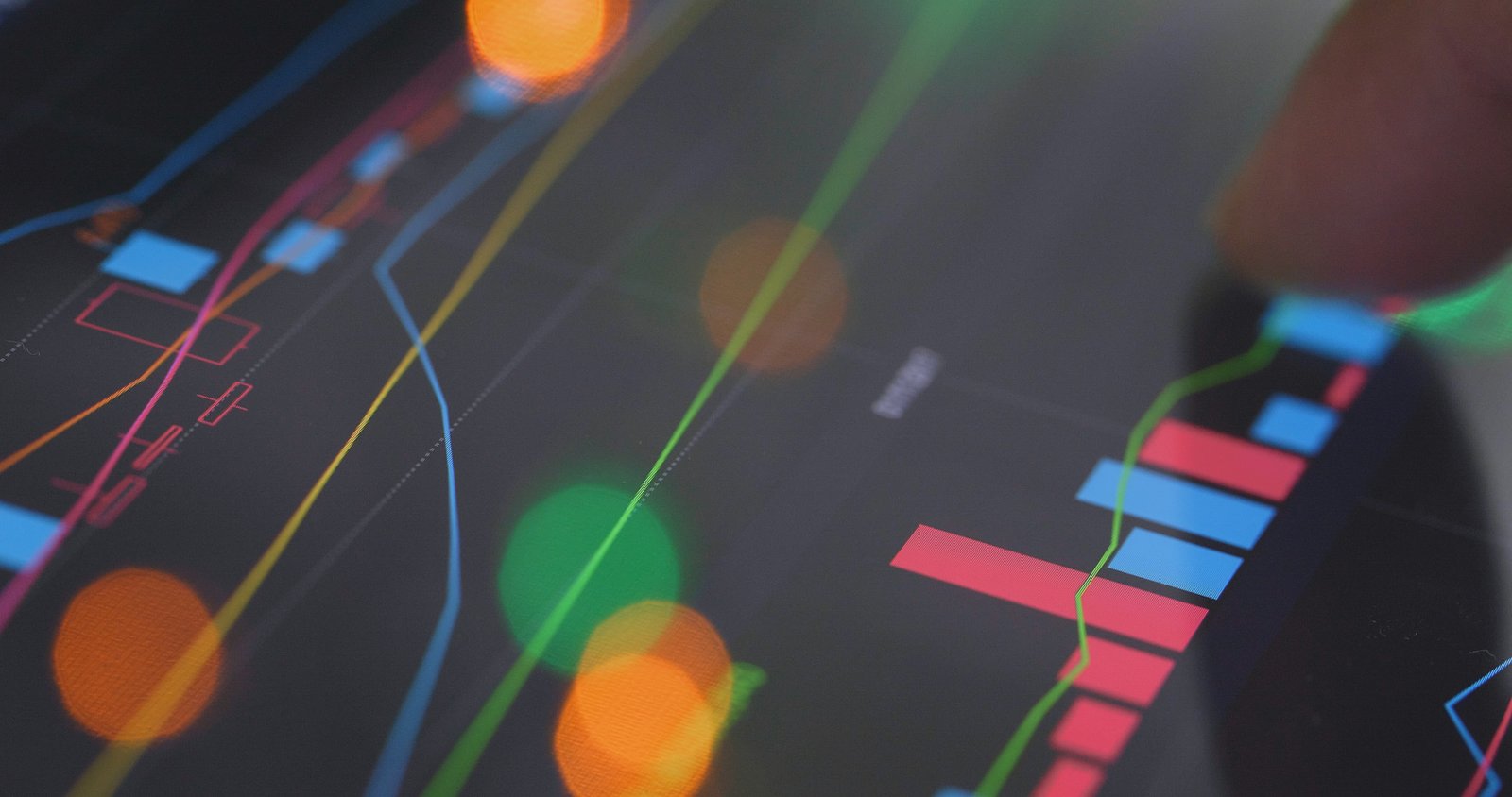 Checking stock market volume and price data on a screen