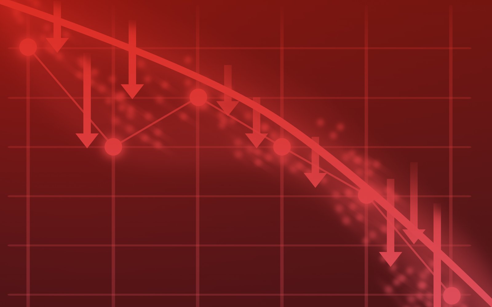 Red declining chart representing downside risk in trading