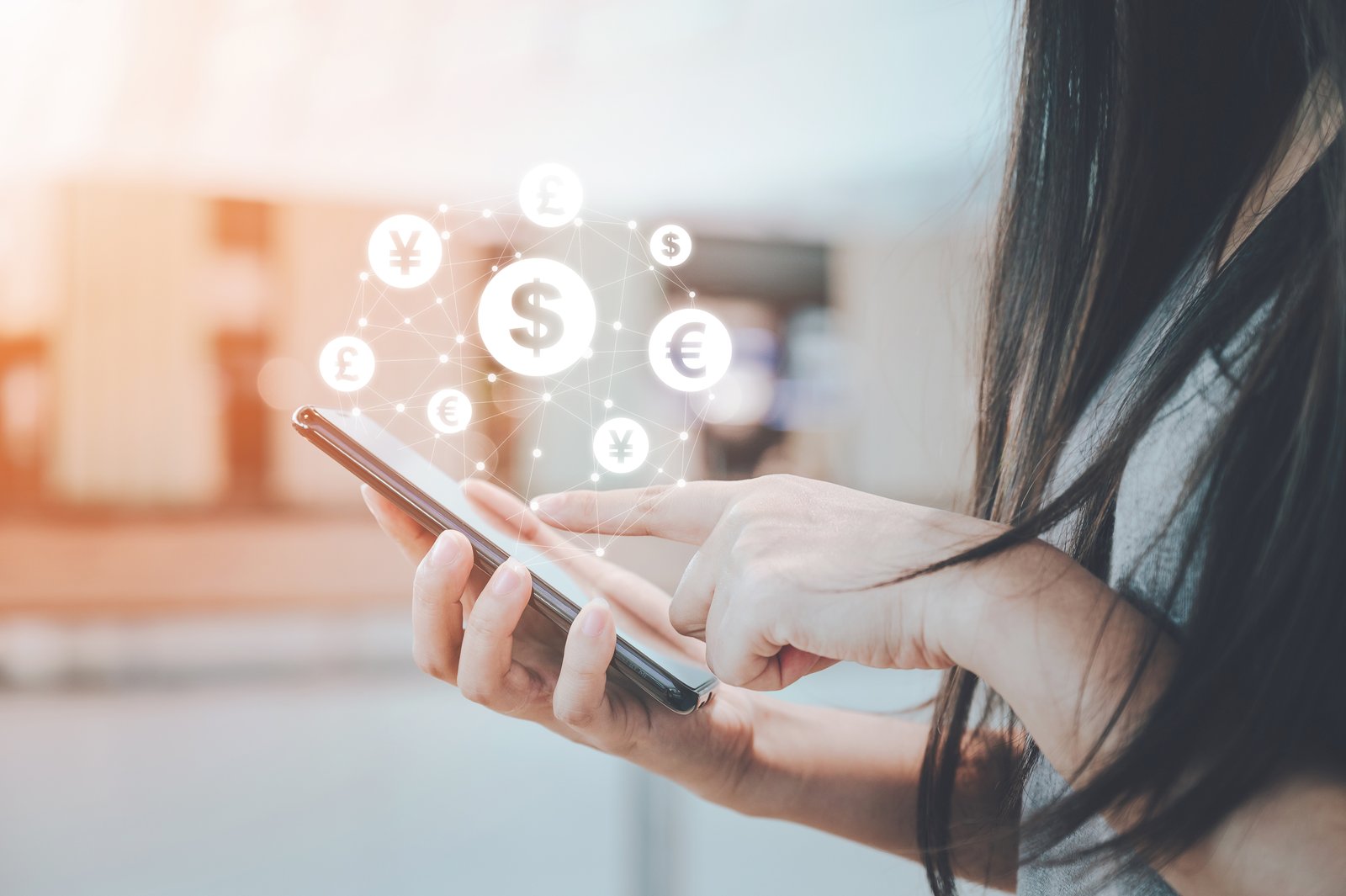 Fintech app on smartphone for international money transfer